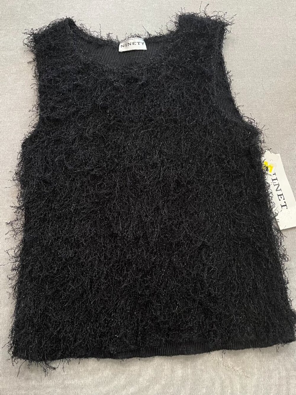Sleek furry black sleeveless top - NWT!